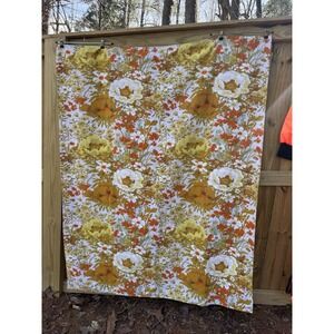 Vintage‎ Floral Tablecloth Orange Yellow White 1970s